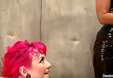 Pink Haired Lesbian Gets Enema In BDSM Bondage Domination