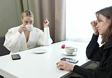 Her kinky friend stares as i pound her tight pussy in hot fuck