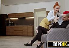 Two hot Russian teens give double rimjob to dude