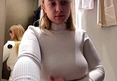 intense thrill of public fucking in fitting room with big tits teen