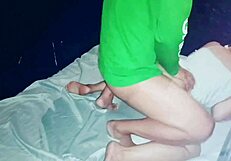 Chubby asian pregnant mom at home