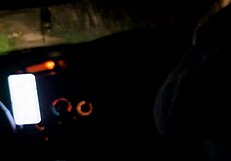 Girlfriend in heels fucks stranger outdoors in a car