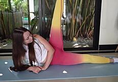 stepdad watches stepdaughter yoga naked