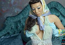 big boobs asian milf strips solo