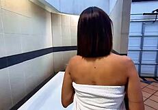 skinny slut fucks stepbrother without condom in cancun jacuzzi