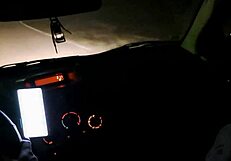 Girlfriend in heels fucks stranger outdoors in a car