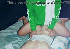 Chubby asian pregnant mom at home