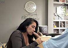 Manager makes employee sign contracts then suck his big cock