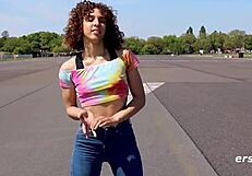 Ersties juli from berlin sensually masturbates with hands and glass dildo