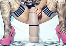 Wow, Watch The Huge Dildo And Big Toy Stretch That Big Pussy!