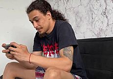 Stepmother gives blowjob to stepson.