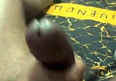 Intense handjob session on a massive big black cock