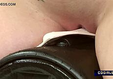 Brunette Teen Rides Sybian Bound for Multiple Squirting Orgasms