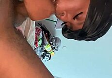 Watch her suck that ebony cock deep