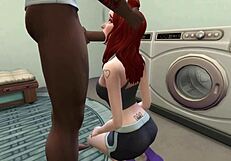 Group of thugs double penetrate the redhead.