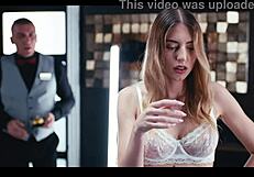 Hotel staff freezes time to fuck and suck the blonde guest's tits in freeuse roleplay.