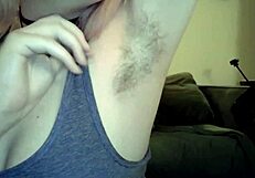 Stripping Reveals Hairy Pussy Cum!