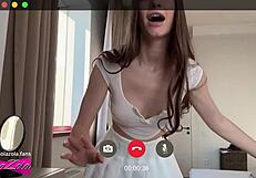 sexy brunette in stockings sucks cock and fucks new boyfriend