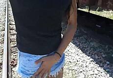 Paloma Veiga Shows Big Cock On Train Line In Transsexual Scene