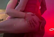 trans girlfriend dominates sexy neighbor with mouth fuck, anal, and masturbation