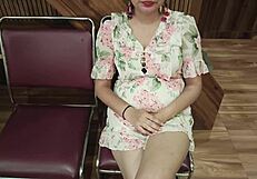 hot girl gets nude with office friend during stone paper game