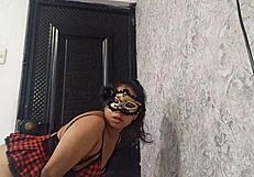 exotic dancer warms up with her open pussy