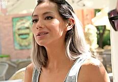 Seductive babe Veronica Leal tempts old friends into DP fuck fun