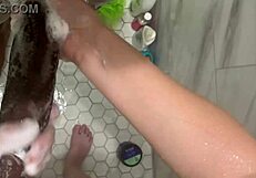 Hot curious 18-year-old teen cleans stepbrother's monster cock, making him cum twice