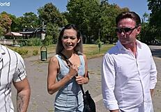 Seductive babe Veronica Leal tempts old friends into DP fuck fun