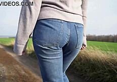Milf With Phat Ass Teases Outdoors In Tight Jeans