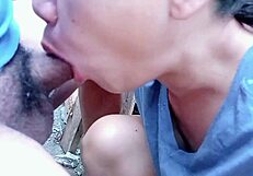 Pinay friend performs deep throat blowjob hotly