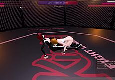 Kinky sex fight match one with domination and wrestling