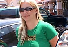 Amateur blonde shows tits