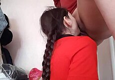 Seductive Teacher Forces Innocent Student to Lick Her Wet Pussy Deeply in the Classroom