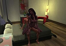 Santu's skirt flips up for bent over Indian auntie doggystyle pounding