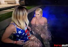 mommy's wild house tour with my girlfriend ends in steamy pool threesome orgasm