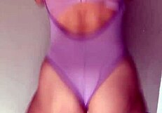 Transparent Body Suit Over Matching Sheer Lingerie Set Crossdressing Tease!