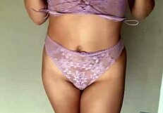 Transparent Body Suit Over Matching Sheer Lingerie Set Crossdressing Tease!