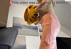 hey check out this hot redhead college girl trying on miniskirts and thongs in porn casting