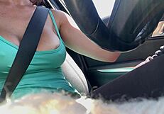 italian milf artemisia love's big natural tits nipples teased outdoor car closeup