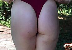 Naughty Penny Pax Rams Double-Head Dildo in Juicy Outdoor Pussy!