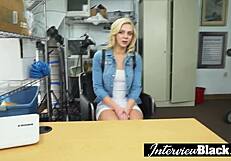 yo check this slutty blonde teen getting pounded hard by bbc boss cock.