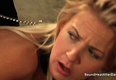 european blonde mistress spanks bound lesbian slave's ass pussy fingering to orgasm