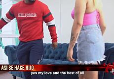 Dad catches son with busty girlfriend and teaches hardcore fucking lesson