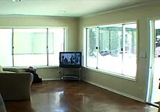 sunlit bath babe sucks cock then pussy pounded outdoor cumshot