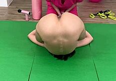 the arab mistress massages her big ass slave then licks pussy with dildo toys