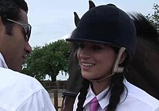 brunette pigtails girl blows huge cock rides cowgirl creampie doggystyle hardcore