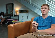 Big Cock Pounds Tanned Stepsister's Big Tits In Taboo Ride