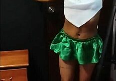 rossy ebony slut tries sexy lingerie then gets full mexican creampie fuck