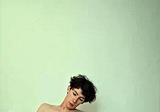 Skinny teen strokes monster cock horny on sunny bed